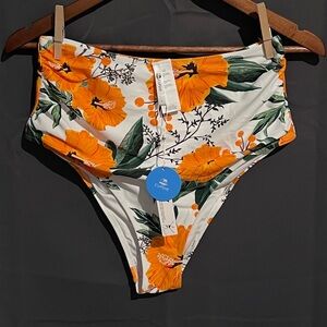 Cupshe Orange Floral Bikini Bottoms